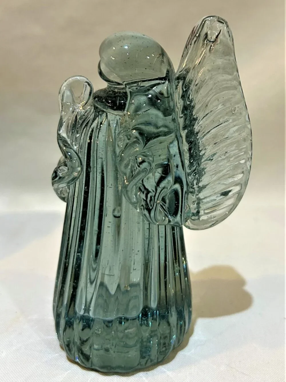 Hand Blown Recycled Glass Angel Figurine 4.25